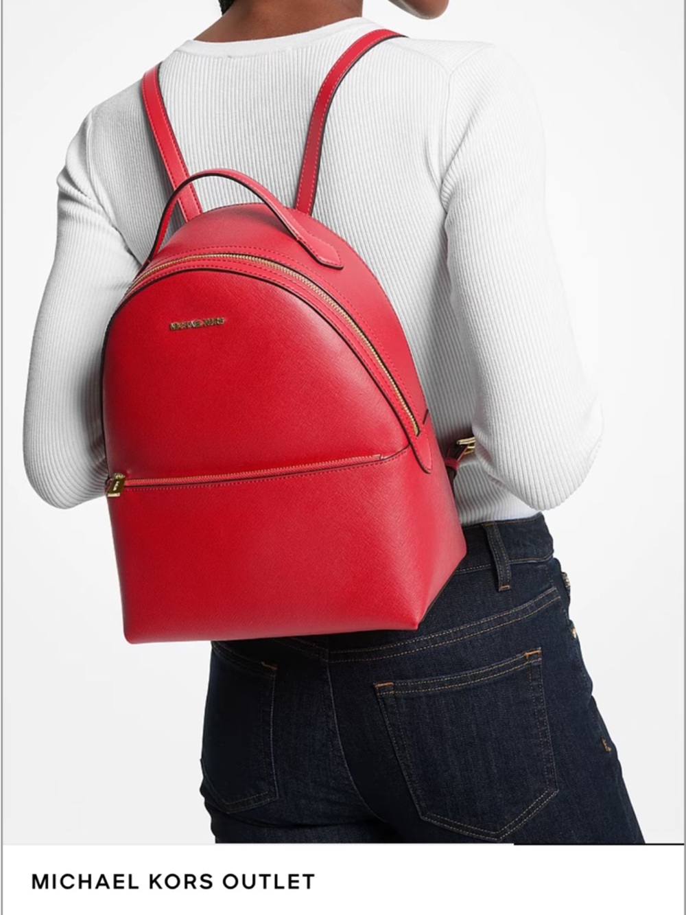 MK Michael Kors Red Sheila Medium Leather-Look Backpack - Picture 4 of 5